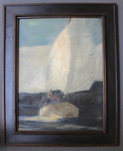George Kennedy Brandriff Original California Plein Air Impressionist Vintage Antique Oil Painting Sailing Sailboat Pacific Ocean Seascape