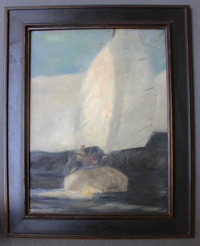 George Kennedy Brandriff Original California Plein Air Impressionist Vintage Antique Oil Painting Sailboat Seascape