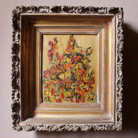 Gen Paul Original Vintage French Expressionist Oil Painting Bouquet of Flowers Bouquet De Fleurs Gouache Pastel Still Life Painting