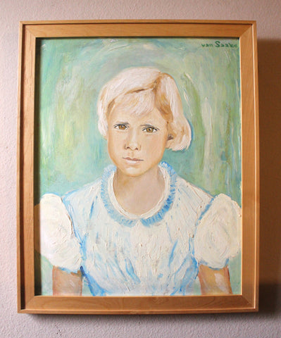 George Van Saake Original Vintage Dutch Portrait Painting Palmdale California Exhibited Post Impressionist Oil Painting