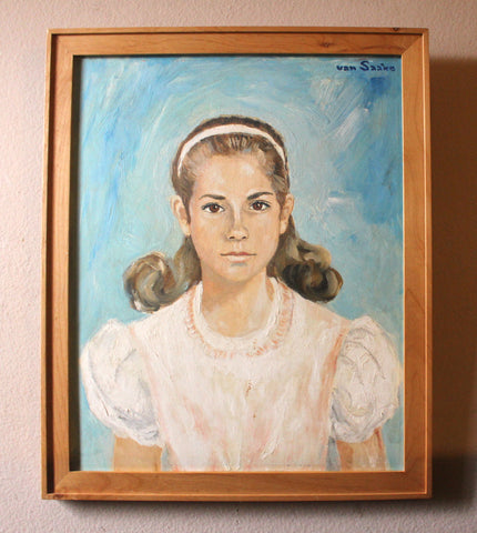 George Van Saake Original Vintage Dutch Portrait Painting Palmdale California Exhibited Post Impressionist Oil Painting