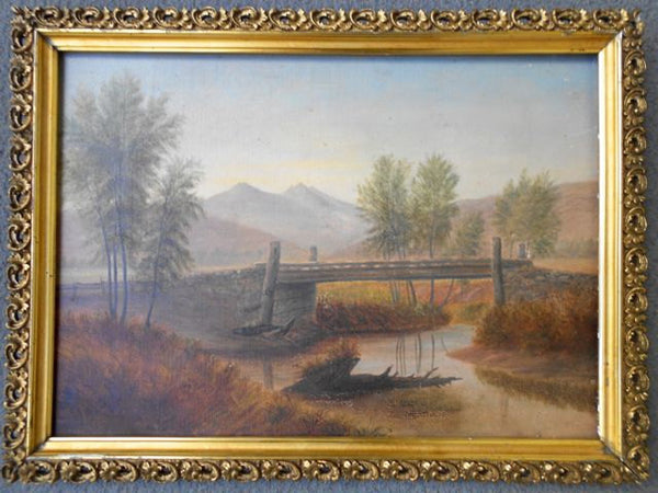 Harrison Bird Brown American White Mountain School Conway Meadows New Hampshire Mt Washington Landscape Birch Trees Antique Oil Painting