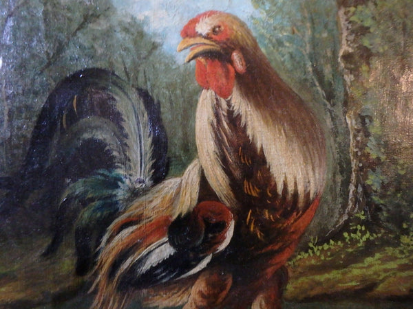 Melchior de Hondecoeter Original Antique Baroque Dutch Golden Age Flemish Old Master Amsterdam Netherlands Oil Painting of a Belgian Rooster