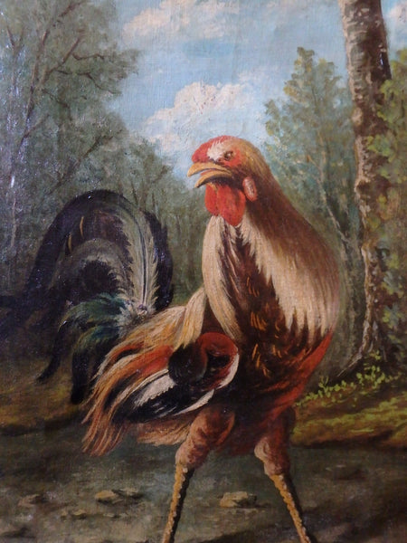 Melchior de Hondecoeter Original Antique Baroque Dutch Golden Age Flemish Old Master Amsterdam Netherlands Oil Painting of a Belgian Rooster