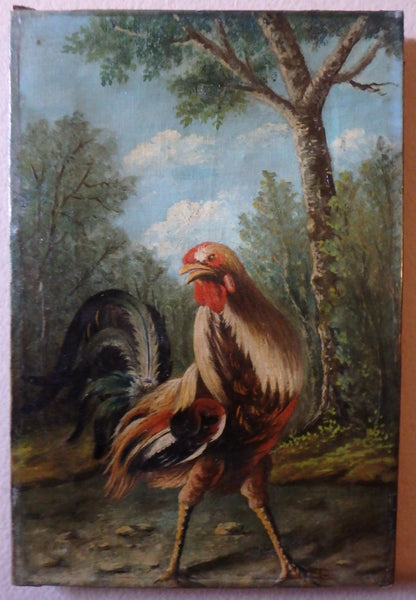 Melchior de Hondecoeter Original Antique Baroque Dutch Golden Age Flemish Old Master Amsterdam Netherlands Oil Painting of a Belgian Rooster