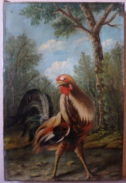 Melchior de Hondecoeter Original Antique Baroque Dutch Golden Age Flemish Old Master Amsterdam Netherlands Oil Painting of a Belgian Rooster