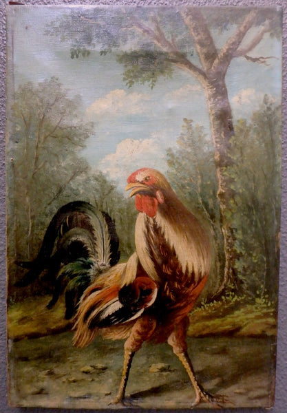 Melchior de Hondecoeter Original Antique Baroque Dutch Golden Age Flemish Old Master Amsterdam Netherlands Oil Painting of a Belgian Rooster