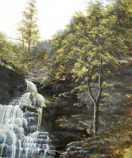 Antique American Hudson River School Original Oil Painting of Kaaterskill Falls New York Attributed to Thomas Cole