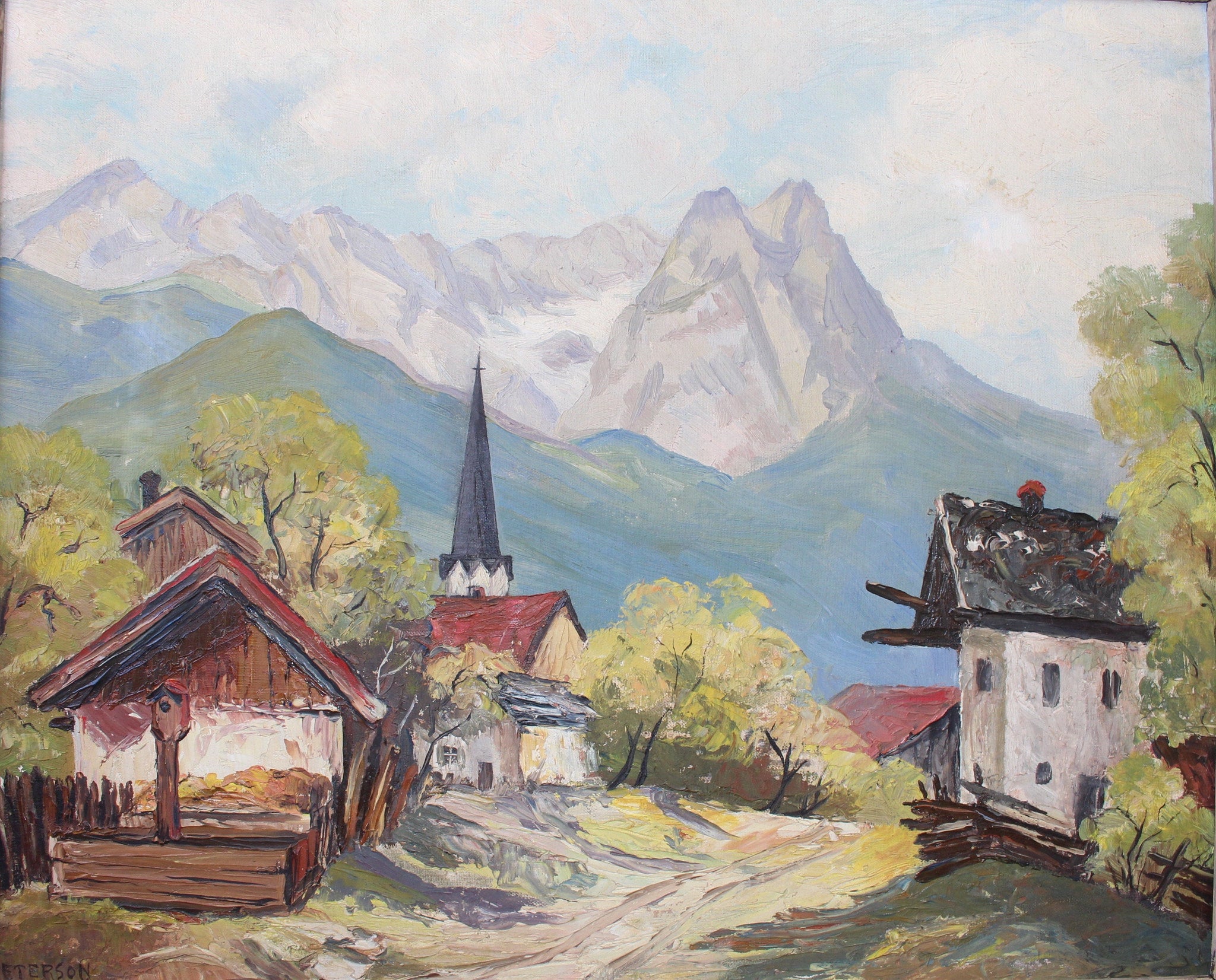 Jane Peterson Original Vintage American Post Impressionist Expressionist Fauve Garmisch Partenkirchen Bavaria German Landscape Oil Painting