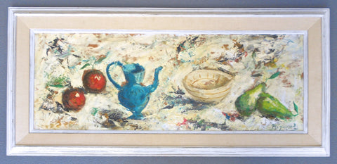 Panoramic Jean Rigaud Original Vintage Modern Contemporary French Post Impressionist Still Life Gallery Fine Art Oil Painting