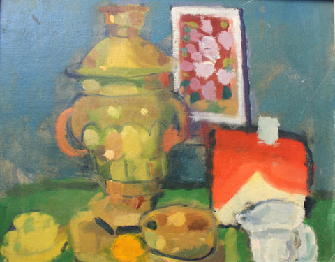 Jay Rosenblum Original Vintage Modern Expressionist New York Modernist Colorist American Abstract Still Life Oil Painting J Rosenbloom