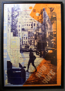 Kevin Marcell Original Manhattan NY Modern Silkscreen Stencil Mixed Media Graphic Art Painting NYC Cycling Map Soho Lady Signed Dated