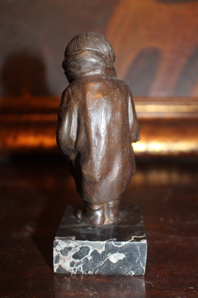 Mary Abastenia St. Leger Eberle Original Bronze Antique NY Ashcan School American Social Realism Art Nouveau Little Girl Bronze Sculpture "The Little Girl"