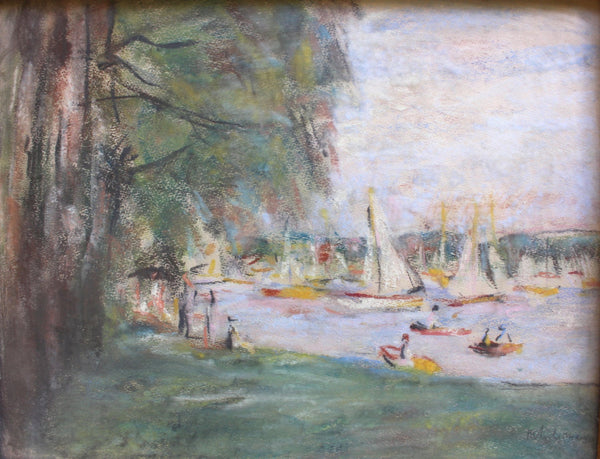 Max Liebermann German Impressionist Original Vintage Antique European Chalk Pastel on Paper Avant-Garde Modernist Painting