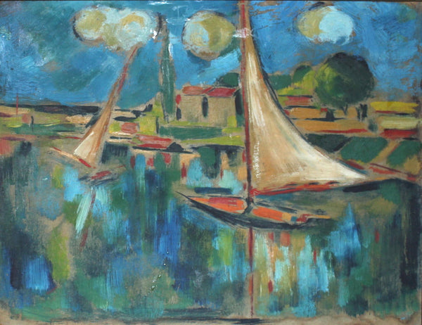 Maurice de Vlaminck Original Vintage Antique French Fauve Post Impressionist Oil Painting Sailboats