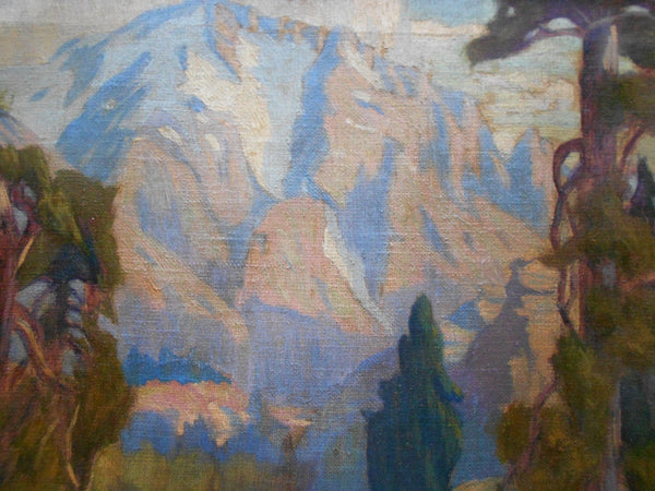 Fine Antique Marion Kavanaugh Wachtel Original California Plein Air Oil Painting Sierra Nevada Mountain Range High Sierra Landscape