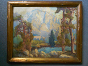 Fine Antique Marion Kavanaugh Wachtel Original California Plein Air Oil Painting Sierra Nevada Mountain Range High Sierra Landscape