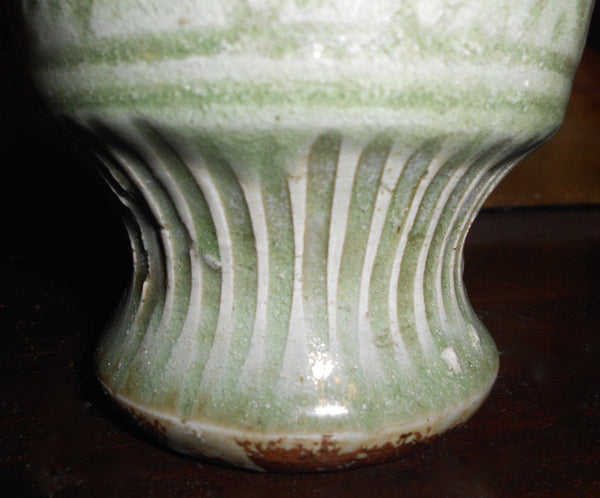 Antique Longquan Carved Celadon Glazed Yuan Early Ming Dynasty Chinese Porcelain Vase Asiatic Vessel Artifact