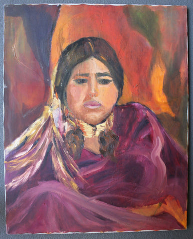 Nicolai Fechin Original Vintage Russian American Santa Monica California Taos School Oil Painting Portrait of a Native American Woman