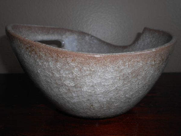 Otto and Gertrude Natzler Manner Large Crystalline Glaze Lavender Maroon Vintage Modern Art Studio Pottery Earthenware Bowl