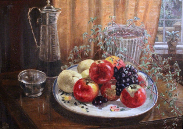 Otto Henry Schneider Original Vintage Antique San Diego California American Still Life Oil Painting