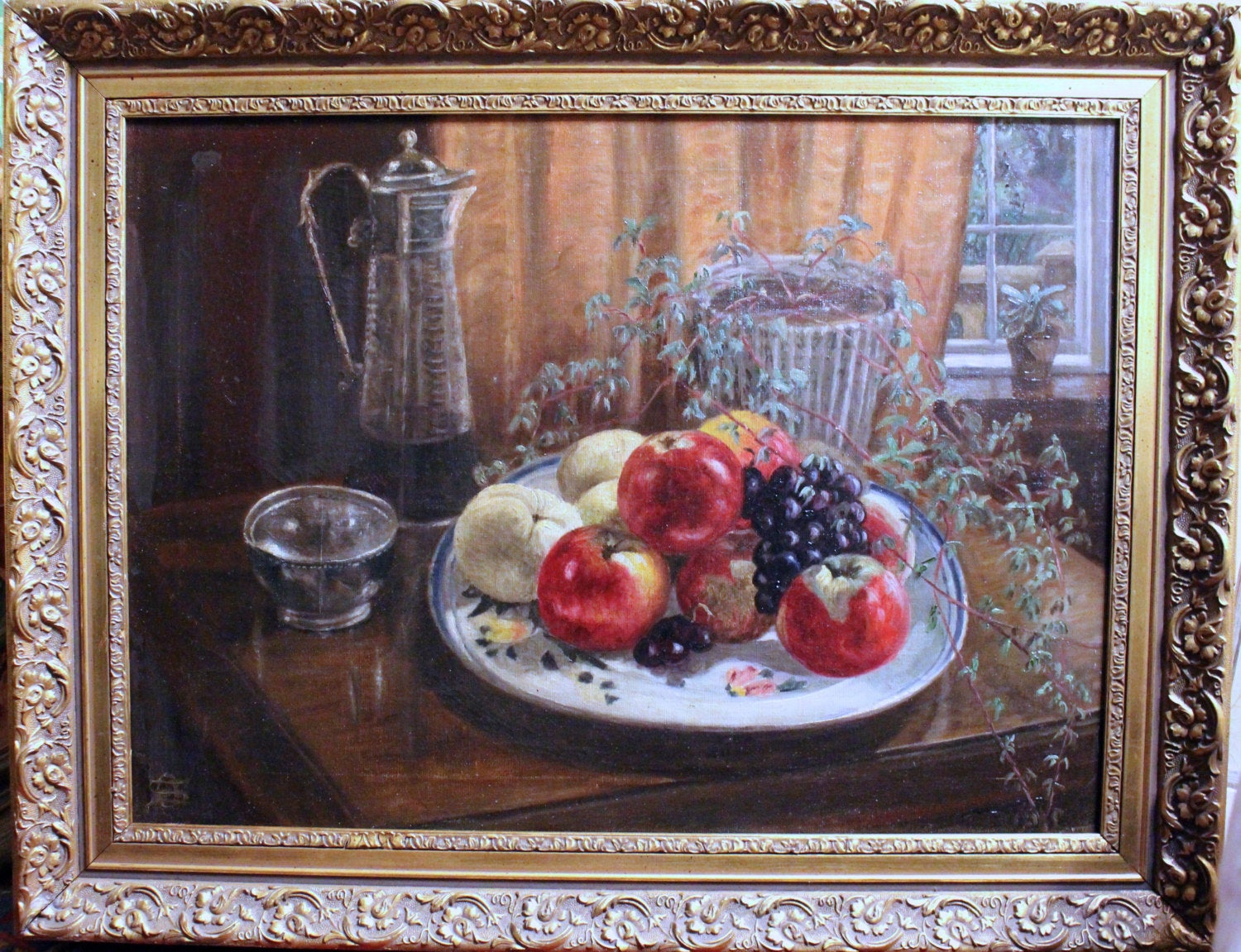 Otto Henry Schneider Original Vintage Antique San Diego California American Still Life Oil Painting