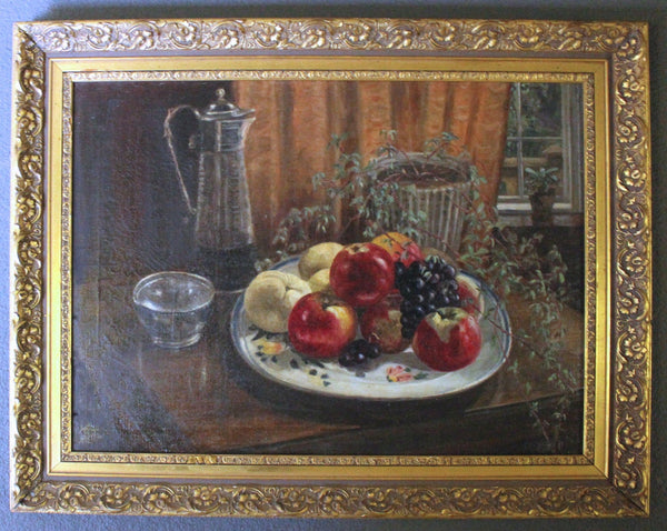 Otto Henry Schneider Original Vintage Antique San Diego California American Still Life Oil Painting