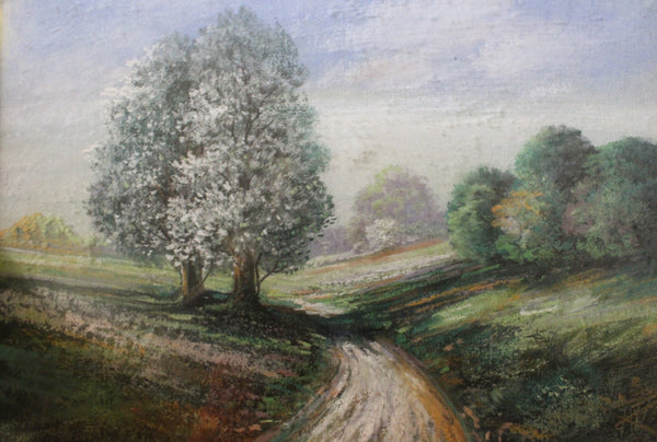 Original Vintage Antique Paul Rodda Cook American Regionalist Fine Art Texas Hill Country Impressionist Landscape Pastel Painting