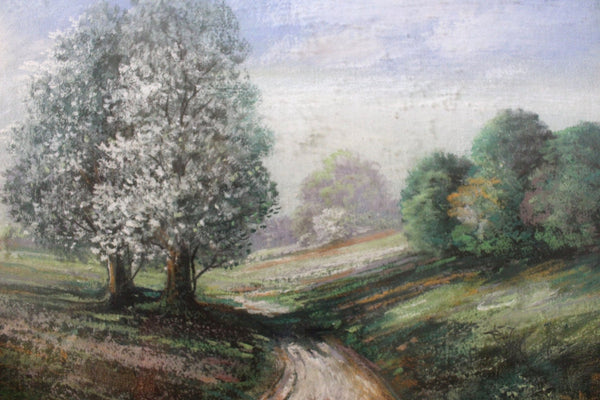 Original Vintage Antique Paul Rodda Cook American Regionalist Fine Art Texas Hill Country Impressionist Landscape Pastel Painting