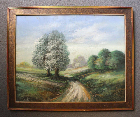 Original Vintage Antique Paul Rodda Cook American Regionalist Fine Art Texas Hill Country Impressionist Landscape Pastel Painting