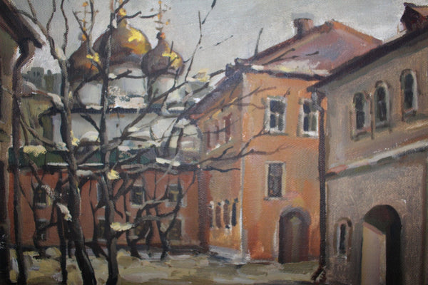 Peter Alexander Ilyen Original Vintage Russian American Impressionist Landscape Annunciation Blagoveshenksky Cathedral Kazan Kremlin Oil Painting