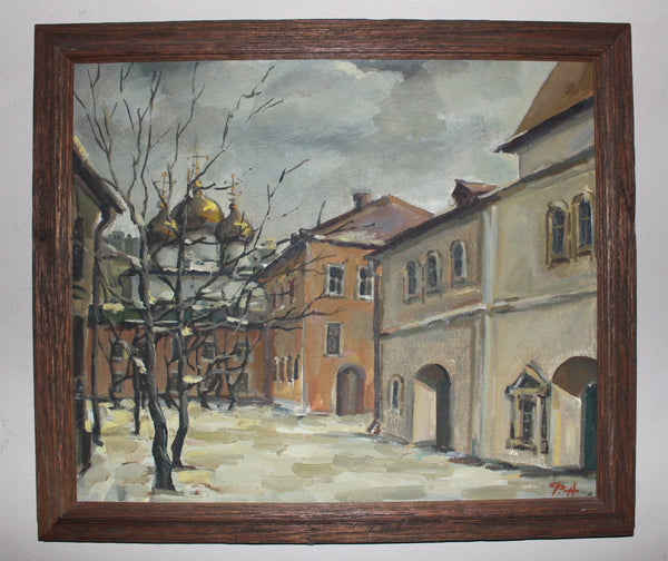 Peter Alexander Ilyen Original Vintage Russian American Impressionist Landscape Annunciation Blagoveshenksky Cathedral Kazan Kremlin Oil Painting