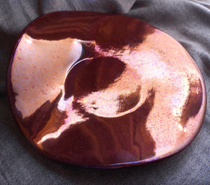 Robert Arneson Original Vintage California TB-9 Funk Art Modernist Metallic Red Glaze Luster Plate Dish Abstract Terracotta Sculpture