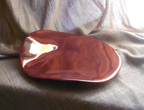 Robert Arneson Original Vintage California TB-9 Funk Art Modernist Metallic Red Glaze Luster Plate Dish Abstract Terracotta Sculpture