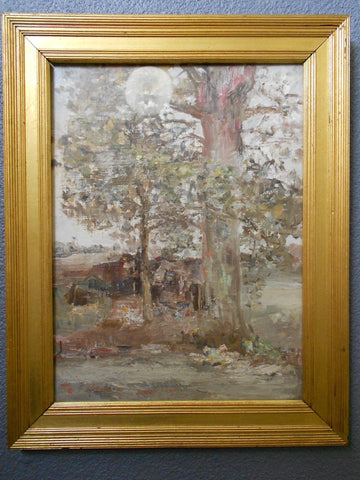 William Frederic Ritschel Antique Salmagundi Club Thumb Box Exhibition Original American Impressionist Landscape Oil Painting