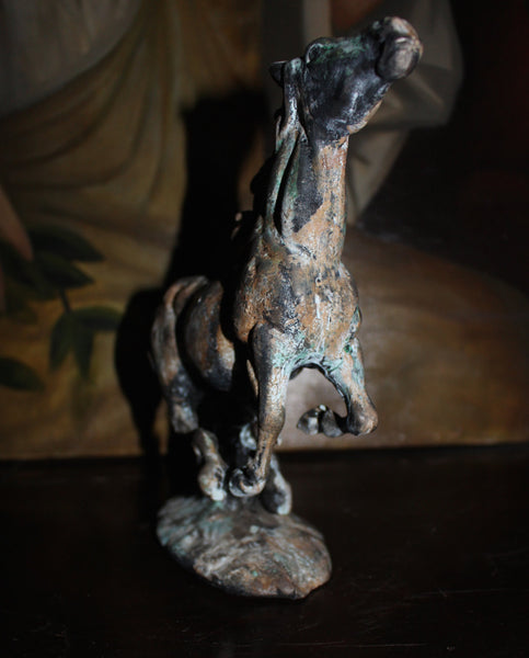 Running Horse on Water Original Vintage Patina and Painted Hand Cast Bronze Signed Modernist Southwest Equine Fine Art Sculpture