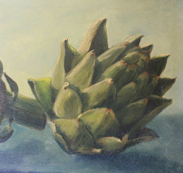 William H. Bailey Original Vintage Contemporary American Realism Still Life Oil Painting Artichokes 1964