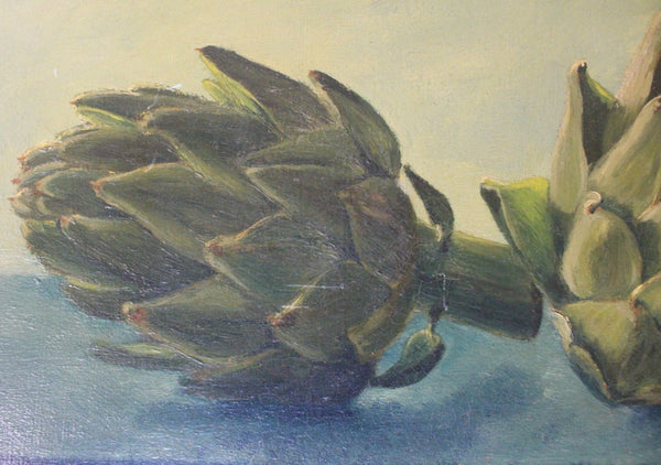 William H. Bailey Original Vintage Contemporary American Realism Still Life Oil Painting Artichokes 1964