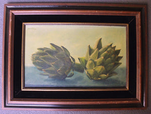 William H. Bailey Original Vintage Contemporary American Realism Still Life Oil Painting Artichokes 1964