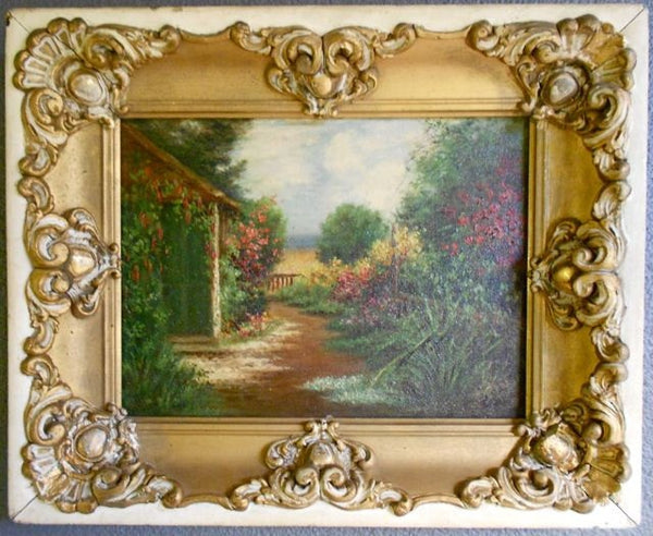William Constable Adam English Born Original Antique Oil Painting Monterey California Original Oil Garden Path Landscape