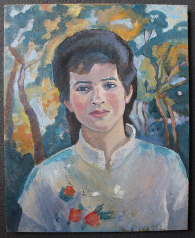 Will Howe Foote Original Vintage Old Lyme Colony Cos Cob Impressionist Portrait American Oil Painting of the Artist's Daughter
