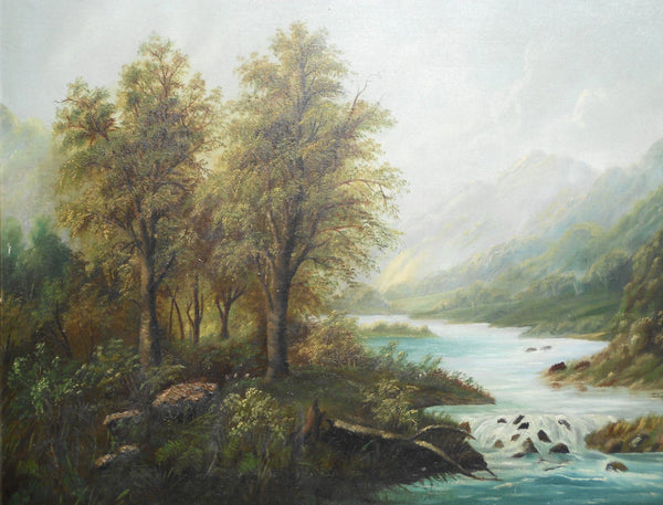 Original William Keith Yuba River Sierra Nevada California Mountain Range Fine Luminous Antique California Tonalism Landscape Oil Painting