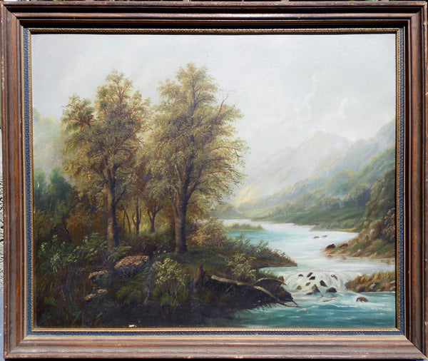 Original William Keith Yuba River Sierra Nevada California Mountain Range Fine Luminous Antique California Tonalism Landscape Oil Painting