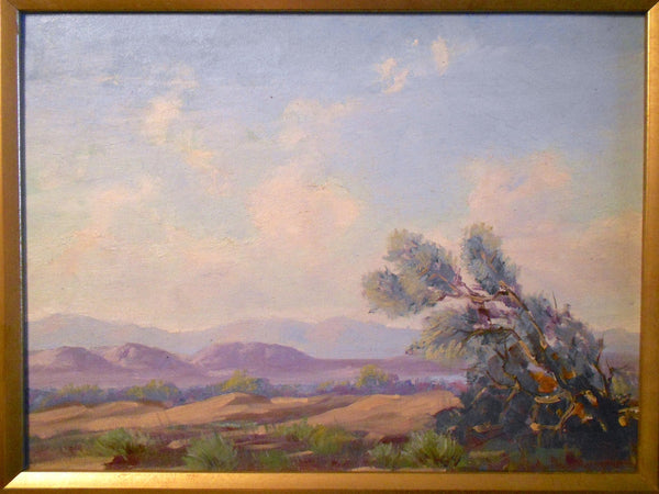 Warren Eliphalet Rollins Original American Santa Fe School Modernist Vintage California Desert Landscape Oil Painting