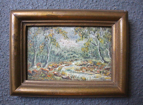 Elmer Wachtel & Marion Kavanaugh Wachtel Original Vintage Antique California Impressionist Plein Air Landscape Miniature Oil Painting 2 Painting Set