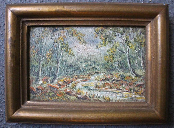 Elmer Wachtel & Marion Kavanaugh Wachtel Original Vintage Antique California Impressionist Plein Air Landscape Miniature Oil Painting 2 Painting Set