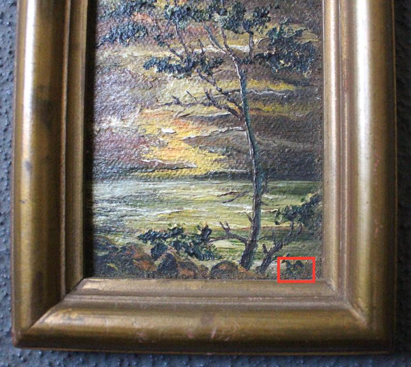 Elmer Wachtel & Marion Kavanaugh Wachtel Original Vintage Antique California Impressionist Plein Air Landscape Miniature Oil Painting 2 Painting Set