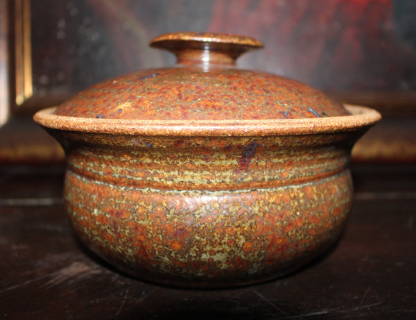 Don Reitz Original Vintage American Art Studio Salt Glazed Stoneware Oxide Accents Pottery Vessel with Lid Expressionist Vessel Decorative Art